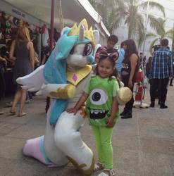 Size: 719x729 | Tagged: safe, princess celestia, human, g4, convencion, fursuit, irl, irl human, photo