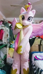 Size: 602x1039 | Tagged: safe, princess cadance, human, g4, clothes, costume, fursuit, irl, irl human, photo, solo