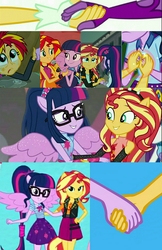 Size: 2048x3151 | Tagged: safe, screencap, sci-twi, sunset shimmer, twilight sparkle, equestria girls, equestria girls specials, g4, my little pony equestria girls, my little pony equestria girls: better together, my little pony equestria girls: forgotten friendship, my little pony equestria girls: friendship games, my little pony equestria girls: legend of everfree, my little pony equestria girls: rainbow rocks, daydream shimmer, high res, holding hands, intro, midnight sparkle, sci-twilicorn, shipping fuel