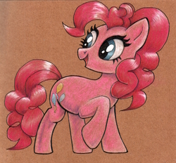 Size: 900x836 | Tagged: safe, artist:andpie, pinkie pie, earth pony, pony, g4, female, raised hoof, solo, traditional art