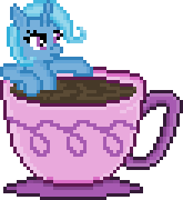 Size: 165x180 | Tagged: safe, artist:8-bitbrony, trixie, pony, unicorn, g4, cup, cup of pony, female, food, micro, pixel art, simple background, solo, tea, teacup, that pony sure does love teacups, transparent background