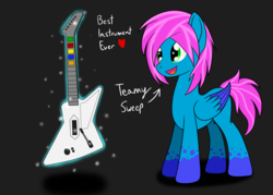 Size: 2800x2000 | Tagged: safe, artist:cloudy95, oc, oc only, oc:teamy sweep, pegasus, pony, guitar, guitar hero, high res, male, musical instrument, rhythm game, solo, stallion