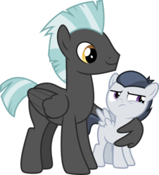 Size: 2716x3000 | Tagged: safe, alternate version, artist:chainchomp2, rumble, thunderlane, pegasus, pony, g4, marks and recreation, .svg available, alternate versions at source, brothers, colt, high res, hug, male, simple background, stallion, transparent background, vector, wing hands, winghug