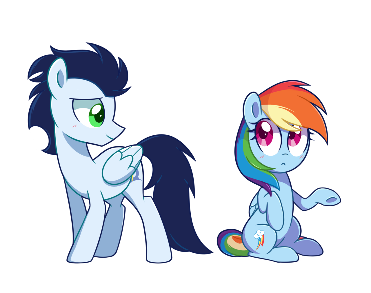 safe, artist:darkynez, <b>rainbow</b> dash, <b>soarin</b>&#39;, pony, g4, blushing, c...