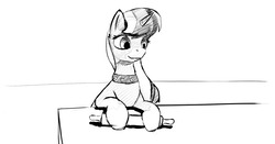 Size: 1185x620 | Tagged: safe, artist:warskunk, oc, oc only, oc:sugar spice, black and white, cute, grayscale, monochrome, rolling pin, sketch, solo