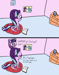 Size: 3042x3842 | Tagged: safe, artist:artiks, starlight glimmer, twilight sparkle, g4, book, carpet, comic, high res, picture, that pony sure does love books, window