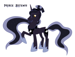 Size: 3697x2825 | Tagged: safe, artist:epiccrasher, princess luna, alicorn, pony, g4, concave belly, high res, male, prince artemis, raised hoof, rule 63, simple background, slender, solo, stallion, thin, transparent background