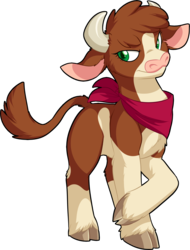 Size: 1259x1660 | Tagged: safe, artist:fizzy-dog, arizona (tfh), cow, them's fightin' herds, bandana, cloven hooves, community related, female, simple background, solo, transparent background