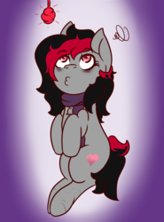 Size: 654x886 | Tagged: safe, artist:lazerblues, oc, oc only, oc:miss eri, bags under eyes, black and red mane, clothes, o3o, scarf, solo, two toned mane