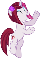 Size: 3616x5314 | Tagged: safe, artist:ironm17, cayenne, pony, unicorn, g4, magical mystery cure, ^^, bipedal, dancing, eyes closed, flamenco, flower, happy, rose, simple background, solo, transparent background, vector