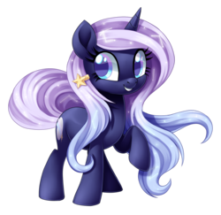 Size: 1200x1167 | Tagged: safe, artist:centchi, oc, oc only, oc:stardancer, pony, unicorn, constellation, constellation hair, cute, ethereal mane, female, hair accessory, looking at you, mare, raised hoof, simple background, smiling, solo, starry mane, transparent background