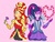 Size: 1024x768 | Tagged: safe, artist:horsegirlpodcast, sci-twi, sunset shimmer, twilight sparkle, equestria girls, g4, my little pony equestria girls: legend of everfree, crystal guardian, female, flower, heart, lesbian, looking at each other, rose, ship:sci-twishimmer, ship:sunsetsparkle, shipping, smiling