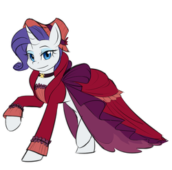 Size: 760x750 | Tagged: safe, artist:cosmalumi, merry, rarity, pony, unicorn, a hearth's warming tail, g4, clothes, dress, female, mare, simple background, solo, white background