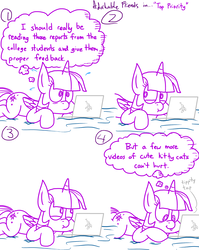 Size: 4779x6013 | Tagged: safe, artist:adorkabletwilightandfriends, twilight sparkle, alicorn, cat, pony, comic:adorkable twilight and friends, g4, absurd resolution, adorkable, adorkable friends, adorkable twilight, ass up, comic, computer, cute, dork, female, humor, kitten, laptop computer, lineart, lying down, procrastination, slice of life, solo, tongue out, twilight sparkle (alicorn)
