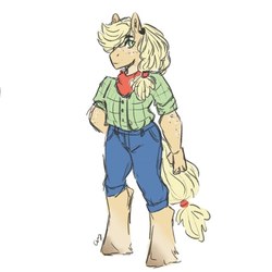 Size: 575x575 | Tagged: safe, artist:last-star-oc, applejack, earth pony, anthro, unguligrade anthro, g4, female, solo