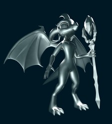 Size: 1800x2000 | Tagged: safe, artist:argos90, princess ember, dragon, g4, 3d, bloodstone scepter, dragoness, female, metal, solo, standing up, statue