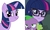 Size: 3413x2048 | Tagged: safe, artist:vivian reed, screencap, sci-twi, spike, spike the regular dog, twilight sparkle, dog, pony, unicorn, equestria girls, g4, my little pony equestria girls: friendship games, my little pony: friendship is magic, swarm of the century, badass, badass adorable, comparison, cute, face, faic, funny face, high res, meme, meme face, shit eating grin, simple background, smiling, smirk, twiface, unicorn twilight, wrong neighborhood