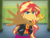 Size: 1844x1412 | Tagged: safe, artist:fantasygerard2000, sunset shimmer, equestria girls, equestria girls specials, g4, my little pony equestria girls: better together, my little pony equestria girls: forgotten friendship, angry, anime, canterlot high, clothes, female, fiery shimmer, fist, foreshortening, hallway, imminent punch, jacket, leather jacket, lockers, looking at you, rage, shirt, simple background, skirt, solo, style emulation, vest