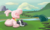 Size: 3382x2024 | Tagged: safe, artist:invertigo, pom (tfh), dog, lamb, sheep, them's fightin' herds, bell, bell collar, bridge, collar, community related, high res, puppy, river, scenery