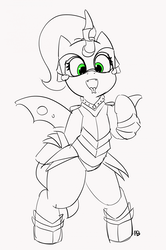Size: 1280x1931 | Tagged: safe, artist:pabbley, queen chrysalis, g4, 30 minute art challenge, armor, bipedal, female, monochrome, partial color, solo, tongue out
