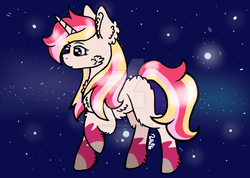 Size: 1024x730 | Tagged: safe, artist:whitelodzia, oc, oc only, oc:cinder candy, pony, unicorn, female, mare, missing cutie mark, purple eyes, signature, solo, watermark