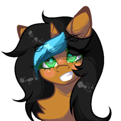 Size: 500x500 | Tagged: safe, artist:mauuwde, oc, oc only, pony, unicorn, bust, female, mare, portrait, simple background, smiling, solo, transparent background