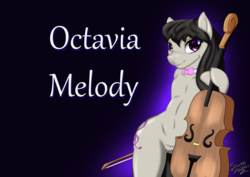 Size: 7016x4961 | Tagged: safe, artist:salamishowdown, octavia melody, g4, absurd resolution, bow, bowtie, cello, cutie mark, dialogue, female, holding, leaning, musical instrument, signature, solo, text