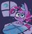 Size: 748x800 | Tagged: dead source, safe, artist:yang0, pinkie pie, earth pony, pony, g4, blanket, bloodshot eyes, female, insomnia, looking at you, mare, moon, nightcap, pillow, tired