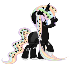Size: 1024x939 | Tagged: safe, artist:magicdarkart, oc, oc only, pony, unicorn, female, mare, rainbow hair, raised hoof, simple background, solo, transparent background, watermark
