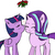 Size: 2399x2386 | Tagged: safe, artist:helsaabi, starlight glimmer, twilight sparkle, alicorn, pony, unicorn, g4, cheek kiss, duo, eyes closed, female, happy, heart, high res, holly, holly mistaken for mistletoe, kissing, lesbian, mare, ship:twistarlight, shipping, simple background, twilight sparkle (alicorn), white background