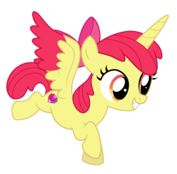 Size: 903x890 | Tagged: safe, artist:dragonchaser123, apple bloom, alicorn, pony, g4, alicornified, bloomicorn, cutie mark, female, princess apple bloom, race swap, request, simple background, solo, transparent background