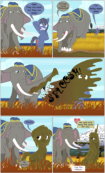 Size: 2000x3301 | Tagged: safe, artist:mlp-silver-quill, princess celestia, oc, oc:clutterstep, oc:imani, alicorn, earth pony, pony, comic:imani, g4, acacia tree, africa, african, ants, celestia is not amused, comic, grass, high res, mountain, mud, ocean, savanna, tree, unamused, water