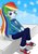 Size: 684x965 | Tagged: safe, artist:bojack_mlplove, rainbow dash, equestria girls, g4, my little pony equestria girls: better together, clothes, female, jacket, jeans, looking at you, pants, shoes, sneakers