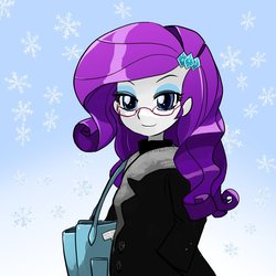 Size: 1000x1000 | Tagged: safe, artist:bojack_mlplove, rarity, equestria girls, g4, bag, clothes, female, glasses, hairpin, looking at you