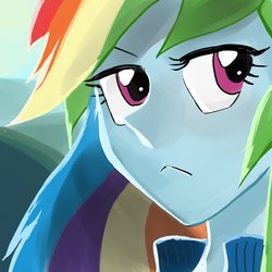 Size: 1000x1000 | Tagged: safe, artist:bojack_mlplove, rainbow dash, equestria girls, g4, bust, clothes, female, looking at you, solo