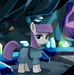 Size: 871x874 | Tagged: safe, artist:bojack_mlplove, maud pie, earth pony, pony, g4, cave, clothes, female, gem, looking at you, solo