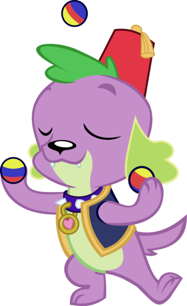 1668417 - artist:red4567, ball, collar, dog, equestria girls, fez, hat,  juggling, movie magic, paws, puppy, safe, simple background, spike, spike  the regular dog, spoiler:eqg specials, transparent background, vector -  Derpibooru