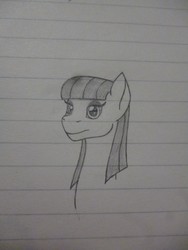 Size: 3240x4320 | Tagged: safe, artist:thr3eguess3s, maud pie, earth pony, pony, g4, black and white, bust, female, grayscale, high res, lined paper, monochrome, portrait, solo, traditional art