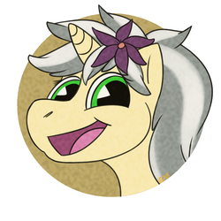 Size: 1000x1000 | Tagged: safe, artist:kieruu, oc, oc only, oc:mercury shine, pony, unicorn, bust, flower, flower in hair