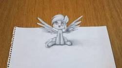 Size: 1080x606 | Tagged: safe, artist:phoenixrk49, derpy hooves, pegasus, pony, g4, female, irl, looking at you, mare, paper, photo, solo, traditional art