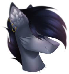 Size: 1298x1381 | Tagged: safe, artist:mauuwde, oc, oc only, oc:naruaki, pony, bust, ear piercing, earring, jewelry, male, piercing, portrait, simple background, solo, transparent background