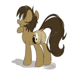 Size: 2500x2500 | Tagged: safe, artist:fluffyxai, oc, oc only, oc:spirit wind, earth pony, pony, dock, facing away, fluffy tail, high res, looking away, male, pondering, rear view, simple background, solo, stallion, standing, thinking, transparent background