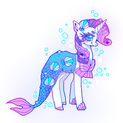 Size: 500x500 | Tagged: safe, artist:suippumato, rarity, pony, unicorn, g4, clothes, costume, dress, female, gradient background, mare, mermarity, rarity's mermaid dress, seashell, solo