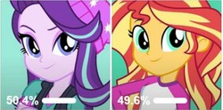Size: 713x353 | Tagged: safe, starlight glimmer, sunset shimmer, equestria girls, g4, facebook, poll, rivalry, taiwan