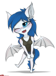 Size: 1186x1596 | Tagged: safe, artist:orang111, oc, oc only, oc:wind chime, bat pony, anthro, plantigrade anthro, bat pony oc, glasses, one eye closed, simple background, solo, spread wings, transparent background, wings