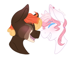 Size: 1200x970 | Tagged: safe, artist:person8149, oc, oc only, pony, ambiguous gender, bust, nuzzling, portrait, simple background, transparent background, white outline