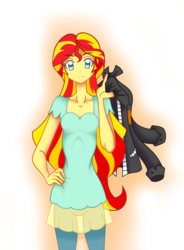 Size: 1800x2449 | Tagged: safe, artist:grandzebulon, sunset shimmer, equestria girls, g4, clothes, cute, female, jacket, leather jacket, looking at you, pants, solo