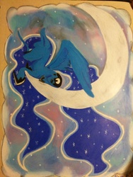 Size: 3036x4048 | Tagged: safe, artist:demise-the-art-demon, princess luna, pony, g4, female, high res, moon, solo, tangible heavenly object, traditional art