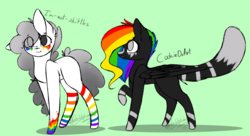 Size: 733x399 | Tagged: safe, artist:pinkdolphin147, oc, oc only, earth pony, pegasus, pony, augmented tail, female, mare
