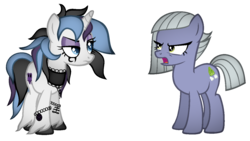 Size: 1338x756 | Tagged: safe, artist:thecreativeenigma, limestone pie, oc, oc:sugar skull (angelofthewisp), pony, unicorn, g4, female, mare, simple background, transparent background